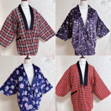 日式半缠女 宽松夹棉系绳开襟棉袄 和风半天羽织家居服秋冬女