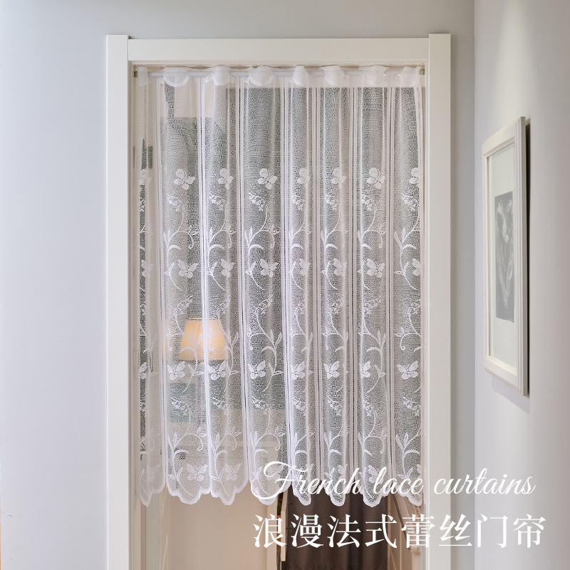 French-Style Half Curtain Door Curtain, No-Drill Lace Door Curtain, Home Partition Curtain, High-End Bedroom Blocking Curtain, New Sheer Curtain