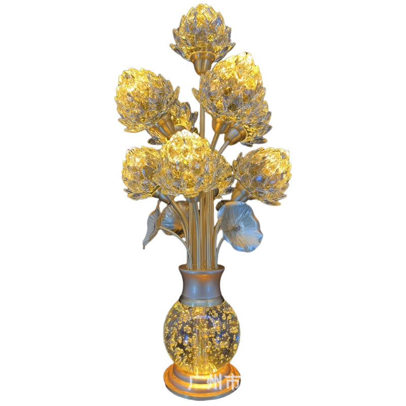 led水晶莲花灯佛供灯佛堂寺庙插电供奉家用长明灯观音灯纯铜供灯|undefined