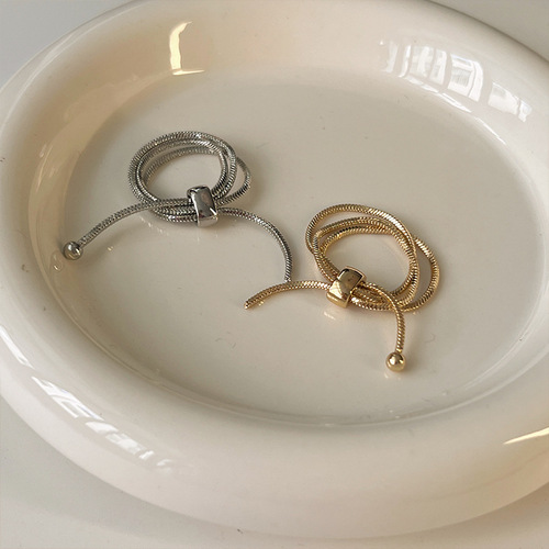 Gold chain ring for women, ins trend, light luxury, cool style, niche design, high-end index finger ring, adjustable ring