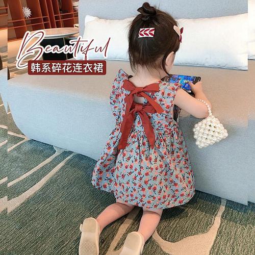 Little Girls' Dress 2024 Summer New Children's Tank Top Princess Dress for Toddlers Floral Dress for Baby Girls Summer Outfit
