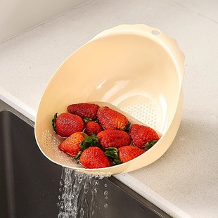 Rice Washing Artifact Rice Washing Sieve Rice Washing Basin with Fine Holes and No Leakage of Rice Kitchen Household Fruit Plate Simple Vegetable Washing Basin Draining Basket