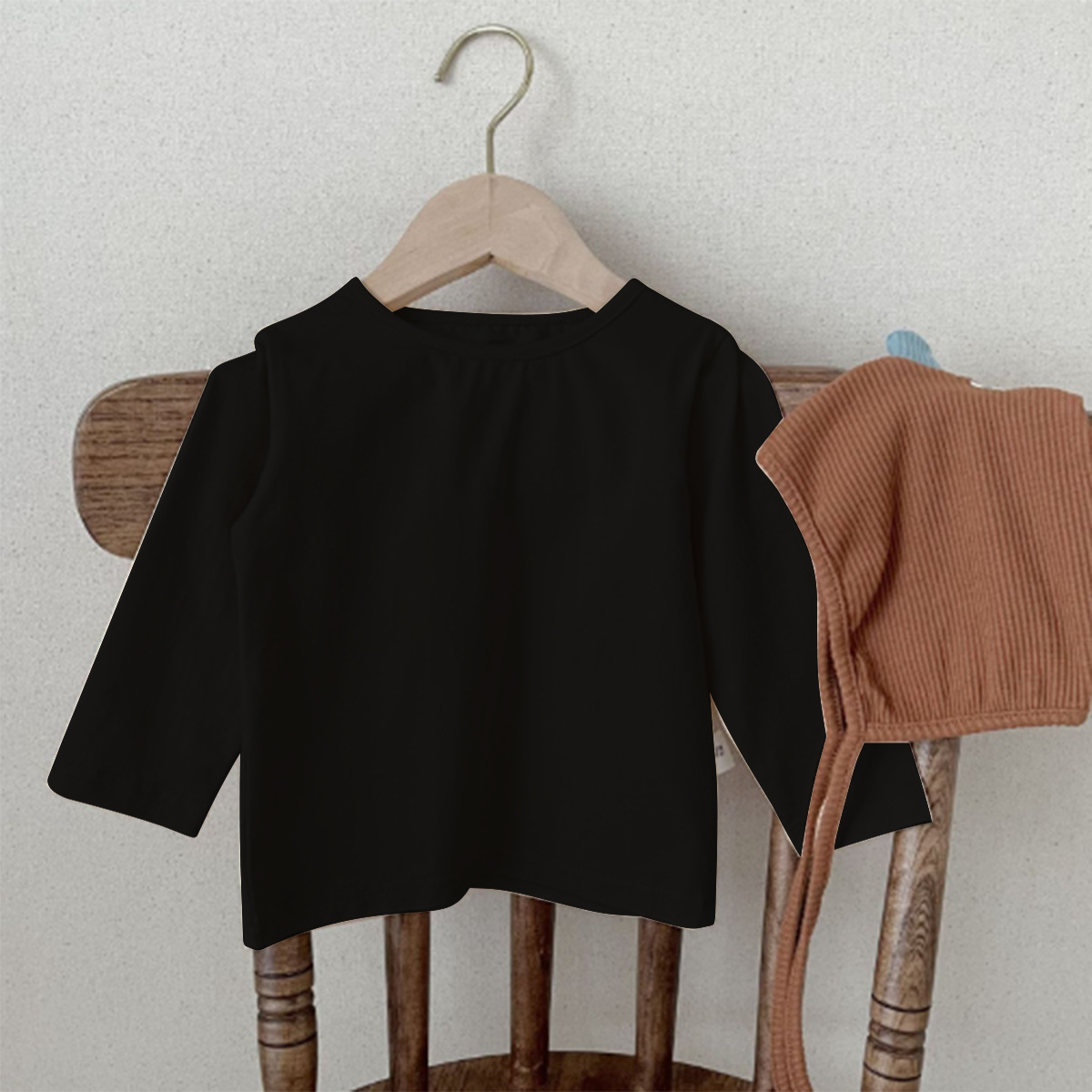 Ropa para niños japoneses y coreanos 2025 verano nuevo estilo delgado lindo color sólido para niños pequeños cuello redondo color sólido manga corta