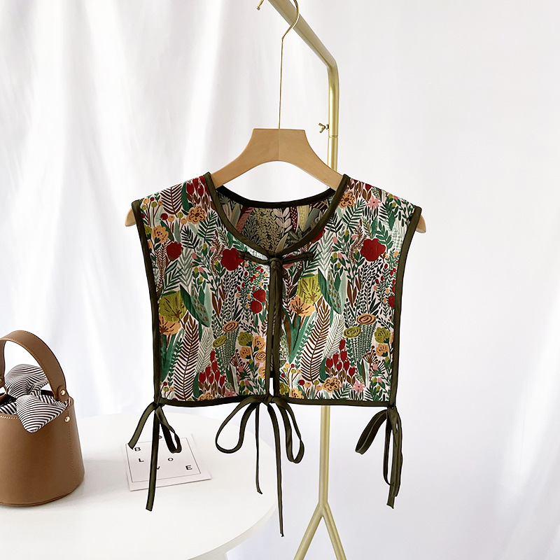Sciarpa da donna in stile coreano giapponese dolce retrò con lacci, gilet stampato primavera e autunno, abbinato a una camicia, collo_voghion.com