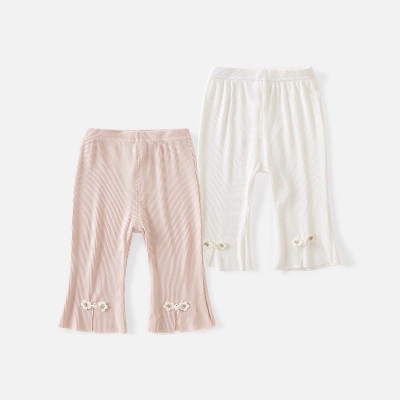 Girls' Pants Summer 2026 New Style Baby Casual Leggings Children's Flared Pants Summer Thin Cropped Pants