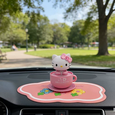 Solar-Powered Bobblehead Hello Kitty Car ornaments - pink-kt-cat-pink-anti-slip-mat