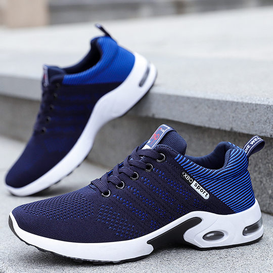 Cross-Border Large Size Men's Shoes Summer Fly-Knit Breathable Sports Shoes Air-Cushion Shoes Sneakers Casual Mesh Shoes Running Shoes