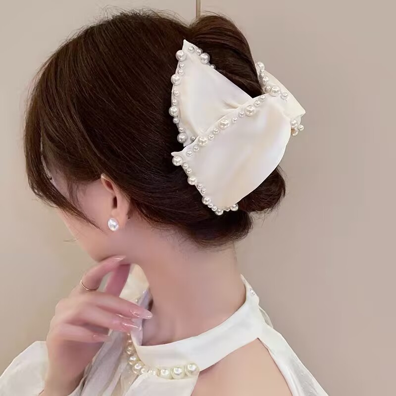 仙气云朵泡泡抓夹气质高级感网纱盘发鲨鱼夹羽毛蓬松后脑勺头花女|undefined