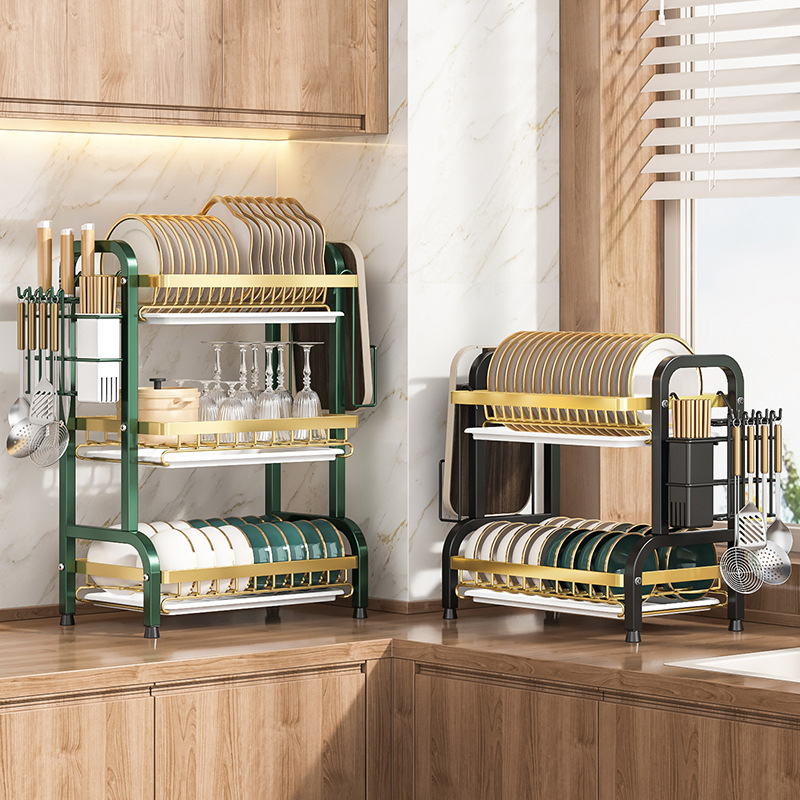 Estante de almacenamiento de platos personalizado estante de drenaje de platos estante de cocina estante multifuncional palillos platos estante de drenaje de agua