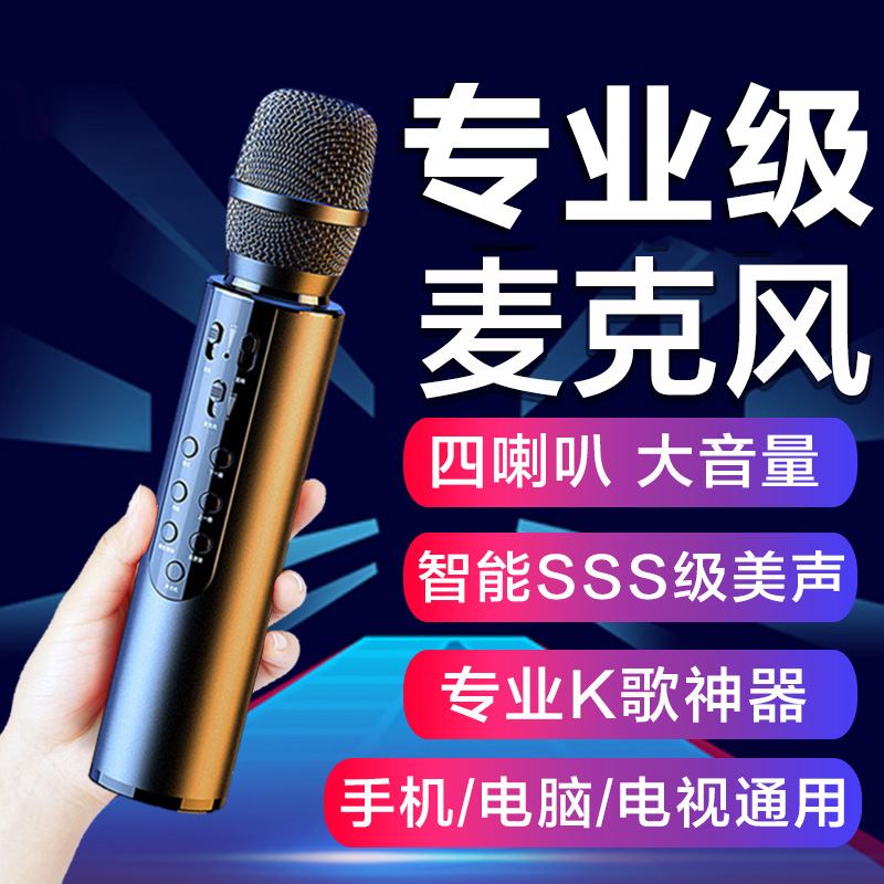 Wireless Microphone and Speaker Combo for Mobile Phone Bluetooth Karaoke, Home Ktv with Speaker for Singing