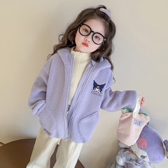 女小童保暖外套秋冬款2025新款宝宝库洛米加绒冬装儿童洋气毛毛衣