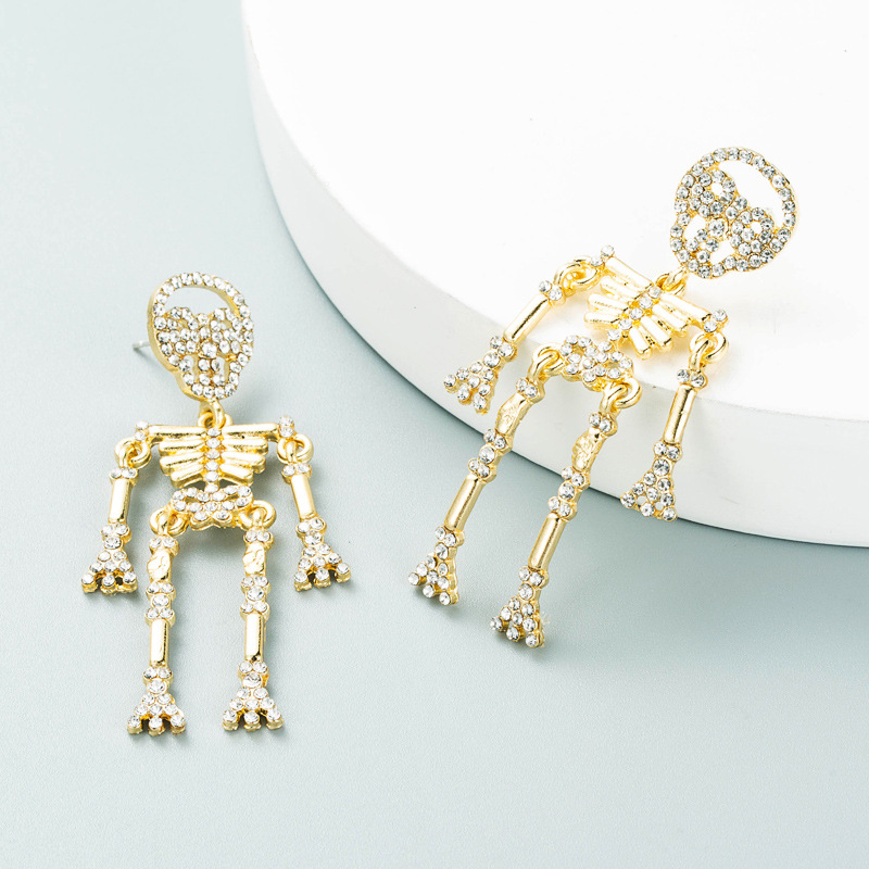 Fashion Style Fashion Skull Diamond Alloy Artificial Gemstones Earrings