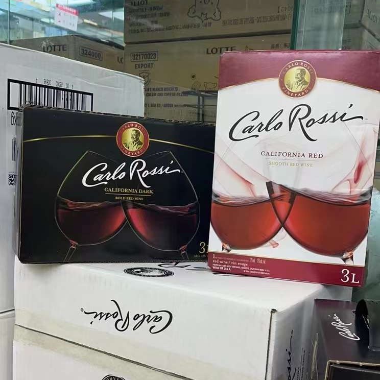 美国进口Carlo Rossi加州乐事双杯黑双杯红酒3L半干红葡萄酒正品