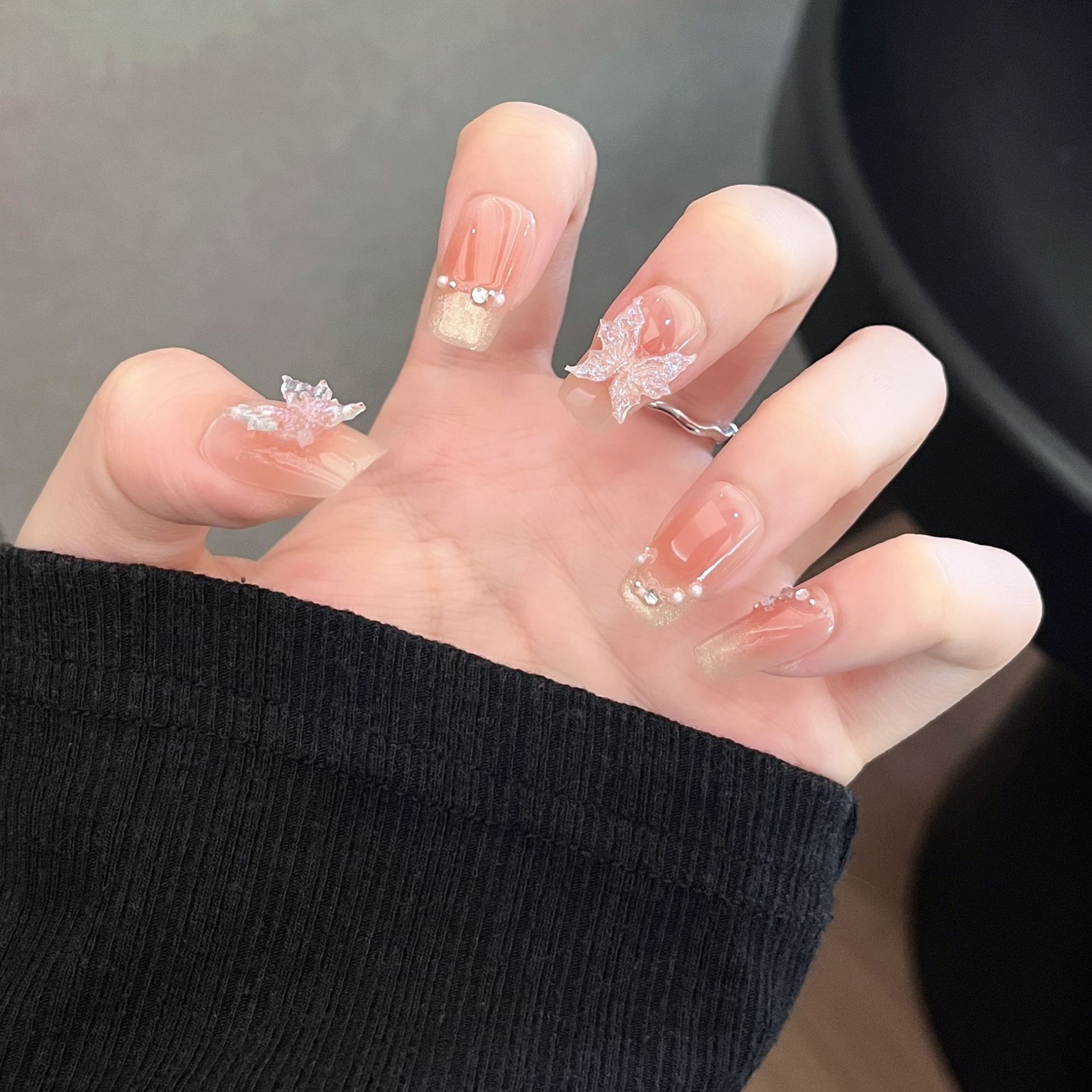 Uñas, uñas, uñas, uñas de mariposa, productos terminados, pegatinas de uñas desmontables al por mayor, parches de uñas, estilos de uñas desmontables