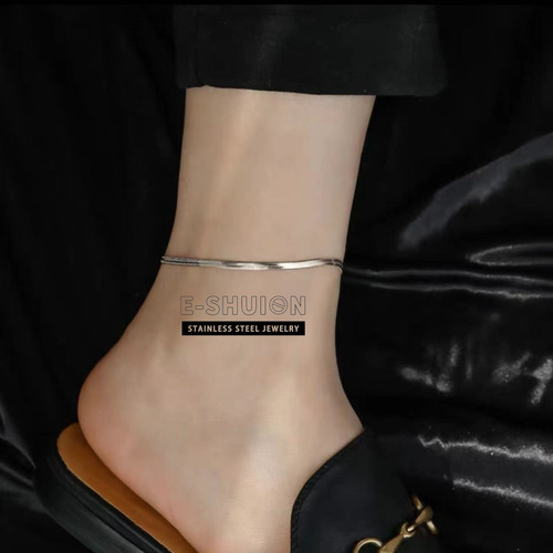 Cross-border export bracelet anklet electroplating flat snake blade chain anklet rope stainless steel anklet 18K gold titanium steel wholesale women
