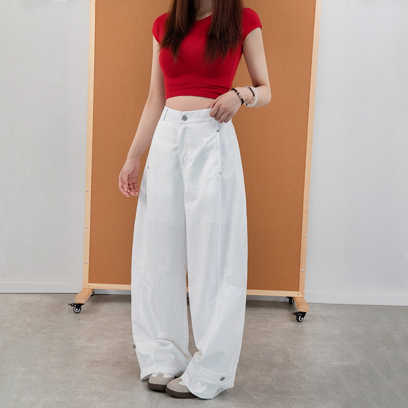 白色弯刀裤女夏薄款休闲裤2025新款韩版宽松显瘦阔腿裤长裤女