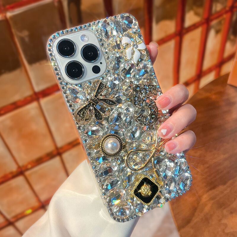 Suitable for Iphone16Promax Apple 15Pro/14/13 Mobile Phone Case 12/11 High-End Full Diamond Xr with Rhinestones