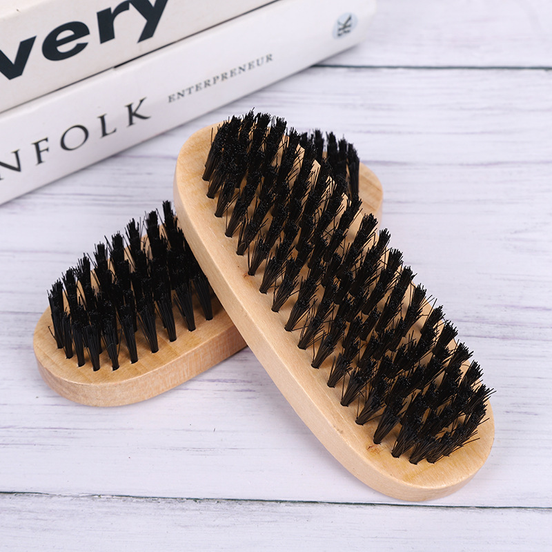 Premium Daily-Use Soft Black Nylon Hair Oval Shoe Brush, Leather Shoe Brush, Sneaker Brush, Wooden Oiling Brush