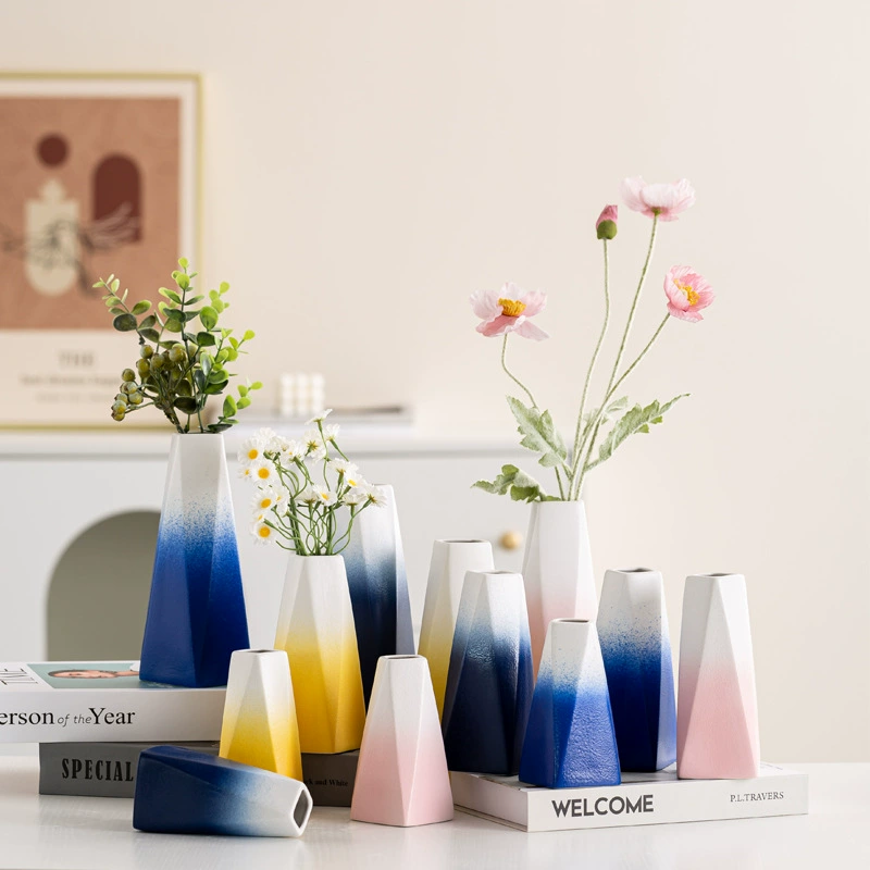 Северная матовая геометрия Моранди керамическая ваза американский минимализм градиент гостиная домашняя украшение гидропонное произведение искусства