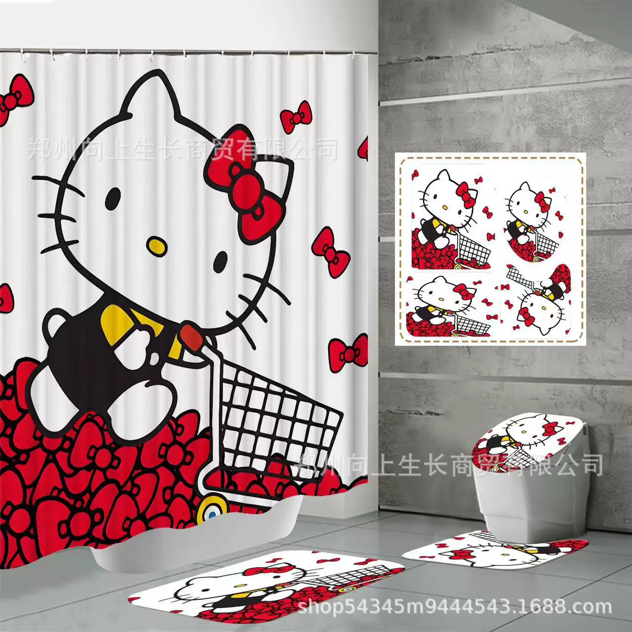 Hello Kitty водонепроницаемая занавеска, туалет, коврик, для импорта