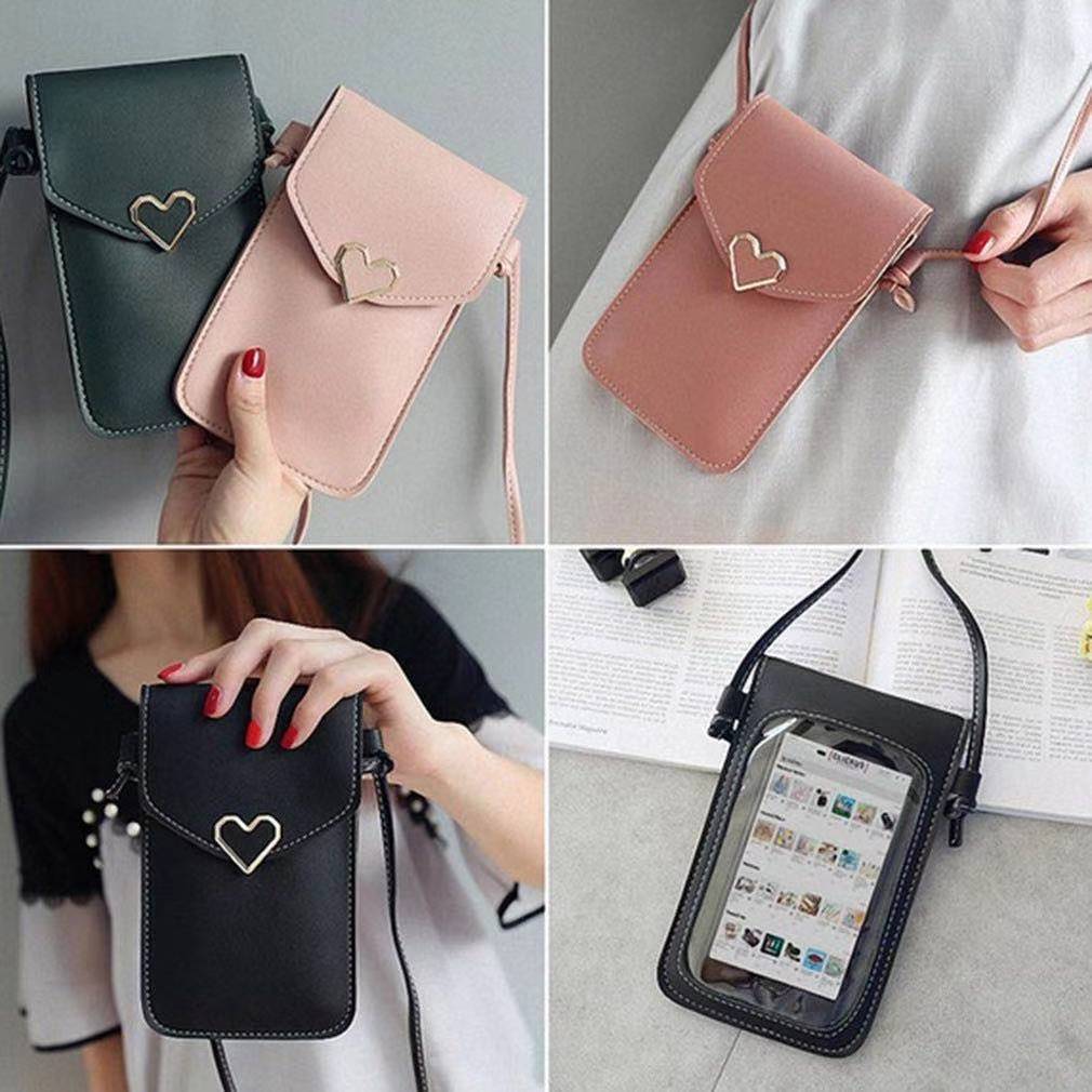 Nuevo amor pequeño bolso moda simple mini bolso de hombro portátil hebilla monedero transparente PVC pantalla táctil bolso del teléfono móvil