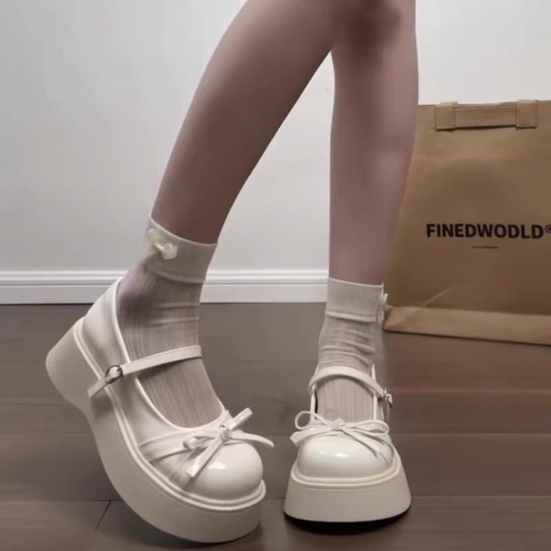 松糕底英伦风玛丽珍鞋日系甜美厚底增高小皮鞋2025新款百搭乐福鞋