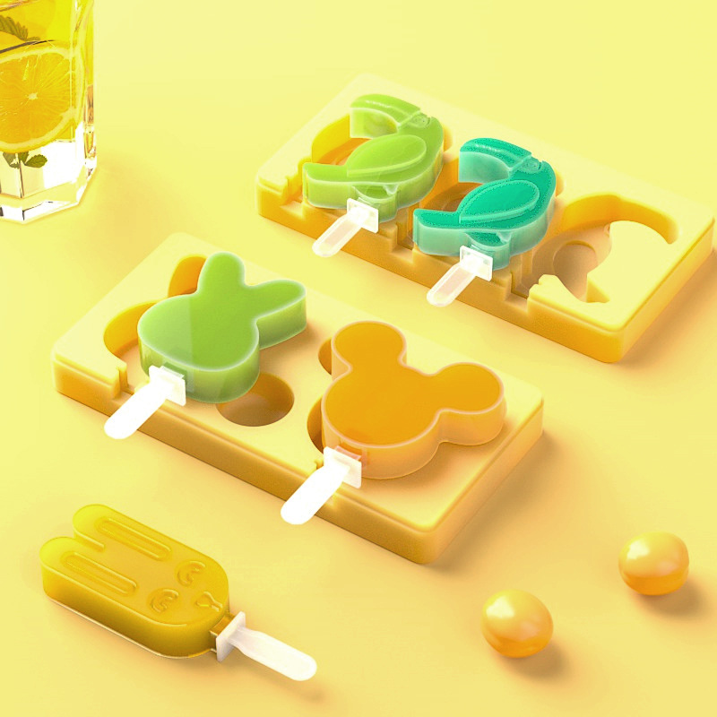 2 colores en stock helado molde de silicona Mickey Mouse Tucan paleta molde bricolaje hecho a mano molde de helado casero