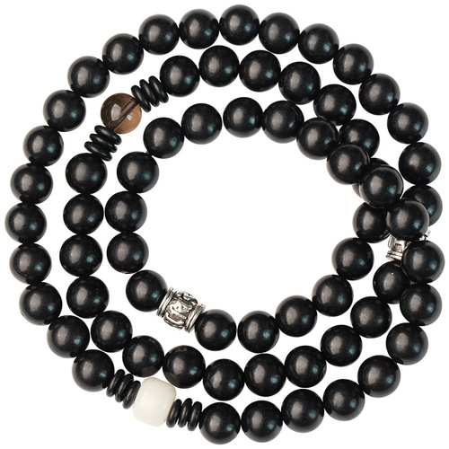 108-Bead Ebony Buddha Prayer Bracelet, Sandalwood, Vintage Style, Personalized Unisex Multi-Turn 8mm Bangle— New Arrival in Chinese Traditional Design