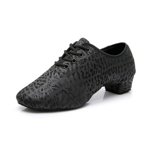 men microfiber black leopard patten Latin dance shoes boy soft bottom shoes black  samba men teacher permdance shoes