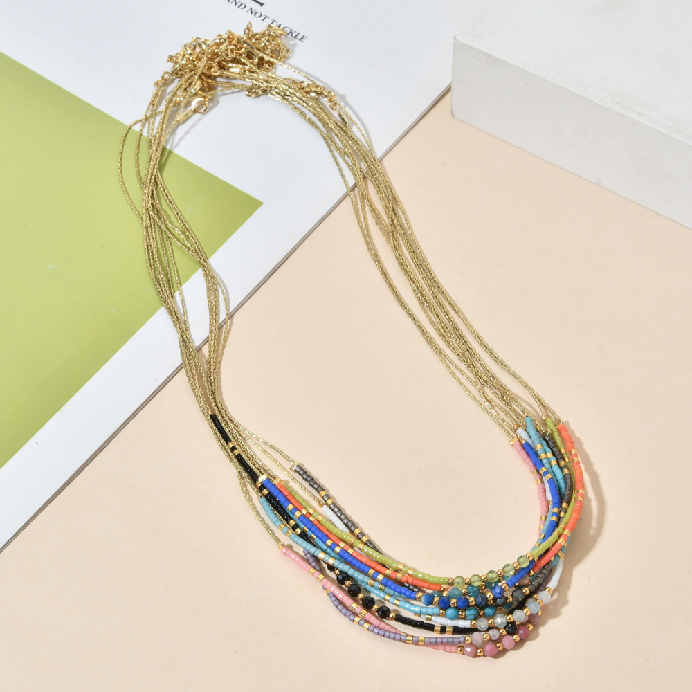 Stainless Steel, Natural Crystal, Glass Material Simple Style Geometric Stainless Steel Natural Crystal Glass Necklace In Bulk