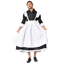 European and American large size black and white maid big skirt annual party performance men's funny costumes boys and girls stage costumes