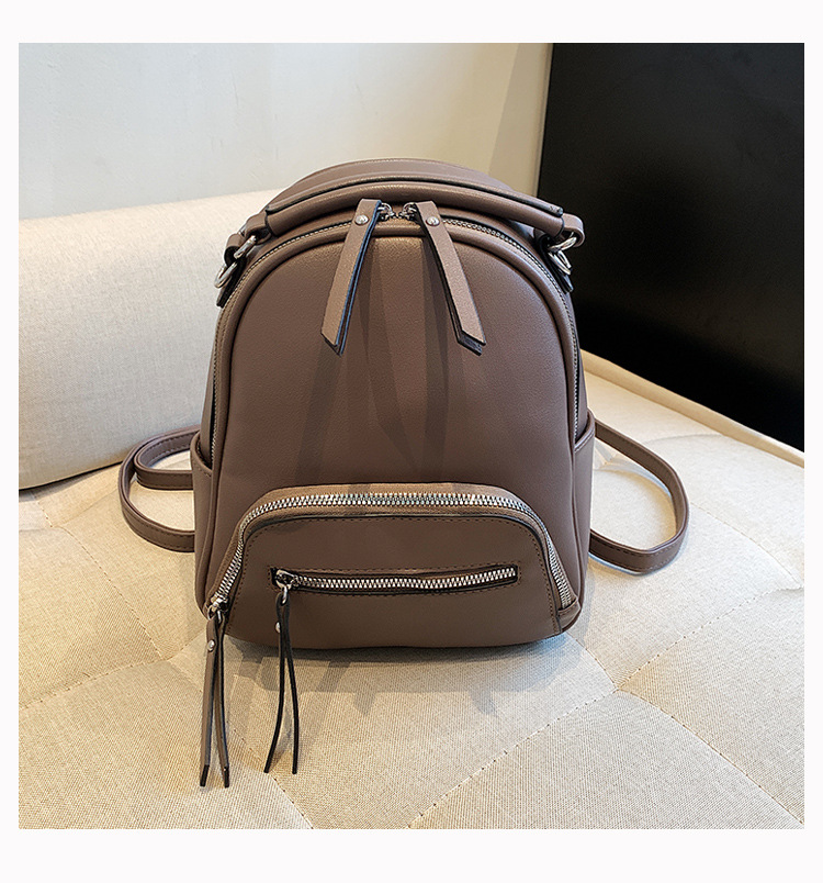 Fashionable And Versatile Solid Color Backpack Women's Urban Minimalist PU Business Backpack_voghion.com