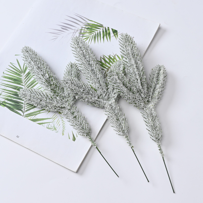 跨境仿真绿植圣诞松针圣诞节装饰立体雪花松枝圣诞树插花植物配件|undefined