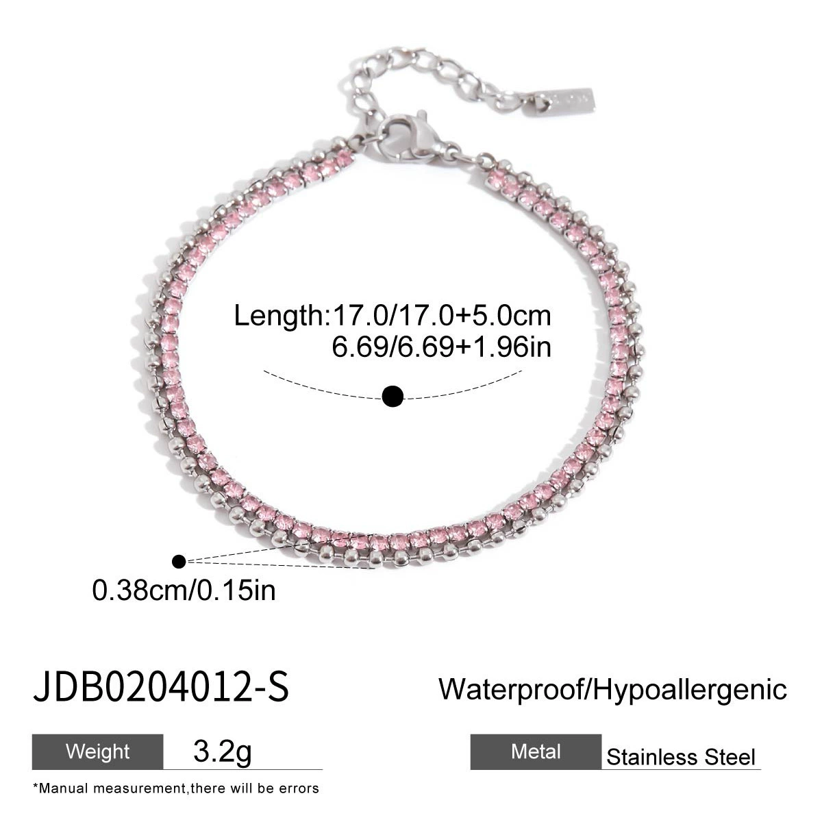 杰鼎 (Cross-border trading), bracelet stainless steel with zircon, accessory, European style, light luxury style, high-quality style, does not fade