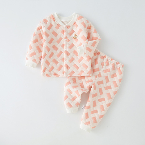 Baby Girl Warm Innerwear Set Autumn and Winter Separate Cotton Winter Clothes Fleece Children's Pajamas