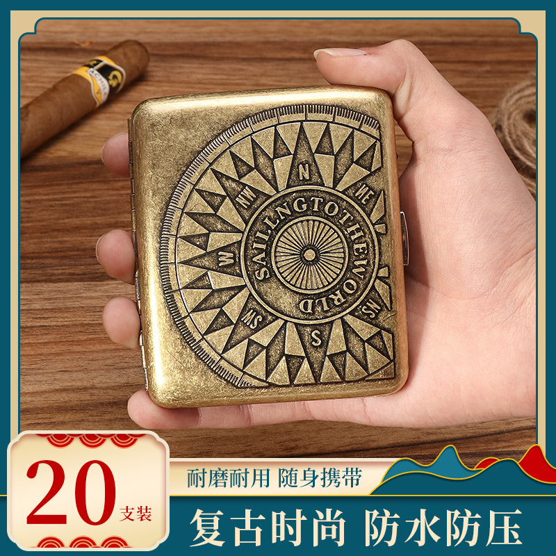 Guipai シガレットボックス 9010 金属両面フリップトップ 20 パックシガレットボックスブロンズ凝縮花自動タバコポータブルシガレットボックス|undefined
