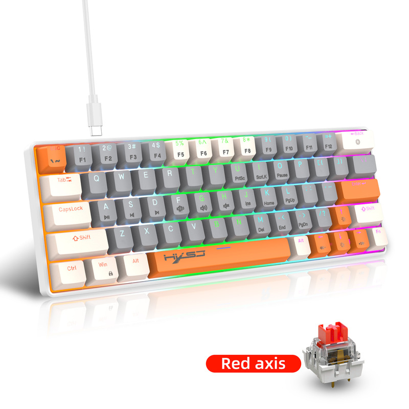 63 keys portable 60% Mechanical Gaming Keyboard RGB backlit compact mini Gaming Keyboard