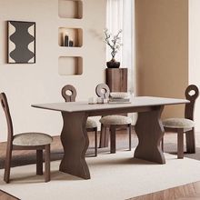 法式复古中古实木餐桌简约长方形饭桌组合家用北欧餐桌椅子小户型