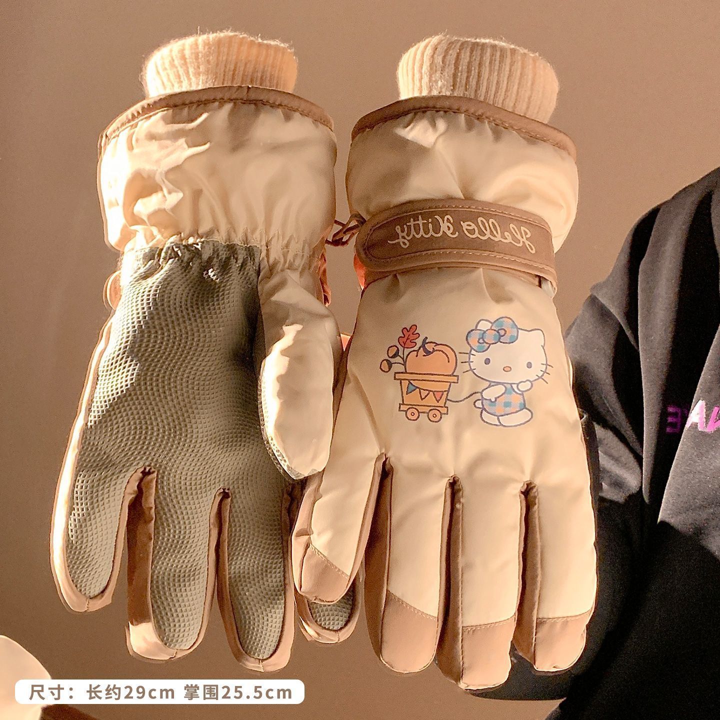 Sanrio auténtico guantes de esquí de montar Hellokitty para mujeres de invierno con pantalla táctil caliente y lindo a prueba de viento para montar en bicicleta