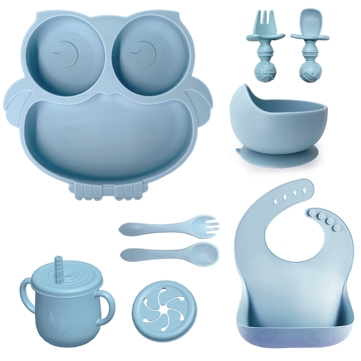 Nuevo bebé Placa de silicona ins estilo bebé silicona lechón tazón cuchara suave resistente a altas temperaturas taza de agua resistente a la caída babero traje