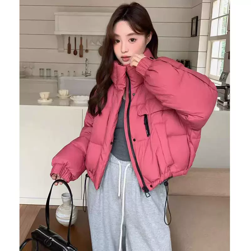 短款羽绒棉服女2025冬新款韩版简约立领软糯宽松小个子面包服外套
