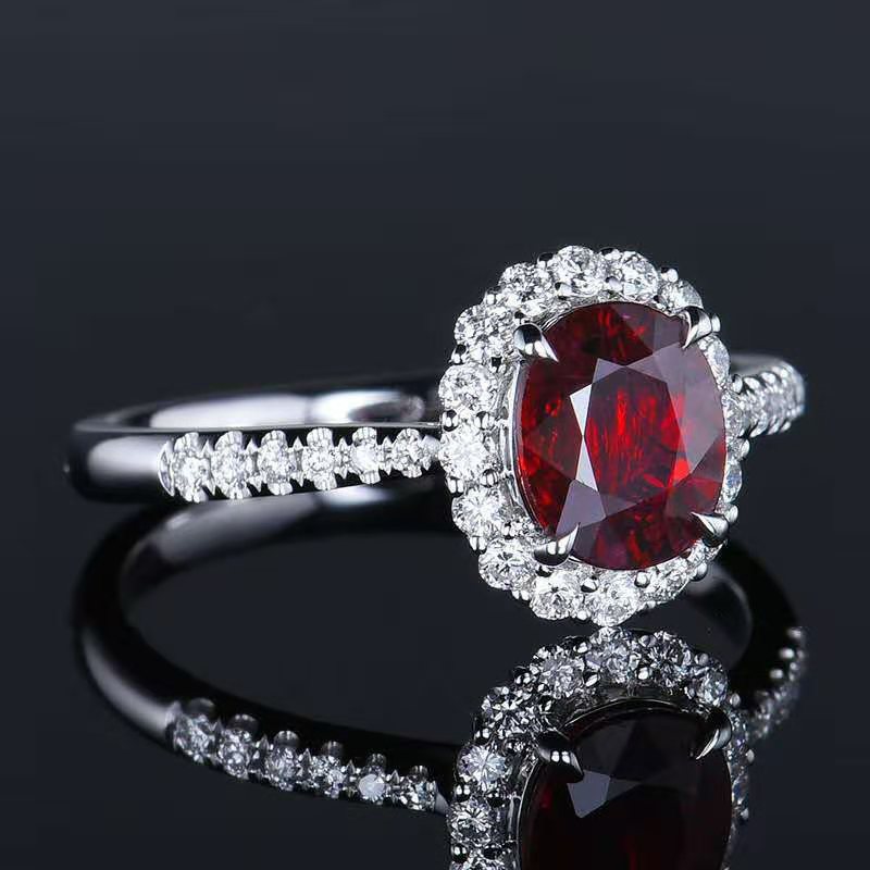 Colorful Ruby Gemstone Ring For Women Gold Plated With Diamonds_voghion.com