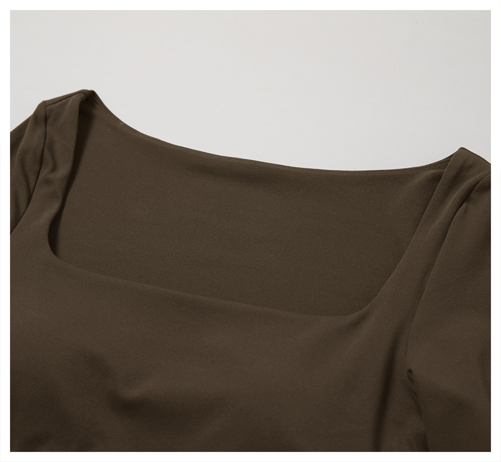 Einfacher Stil Einfarbig Nylon Elasthan Quadratischer Hals Aktive Tops T-shirt display picture 27