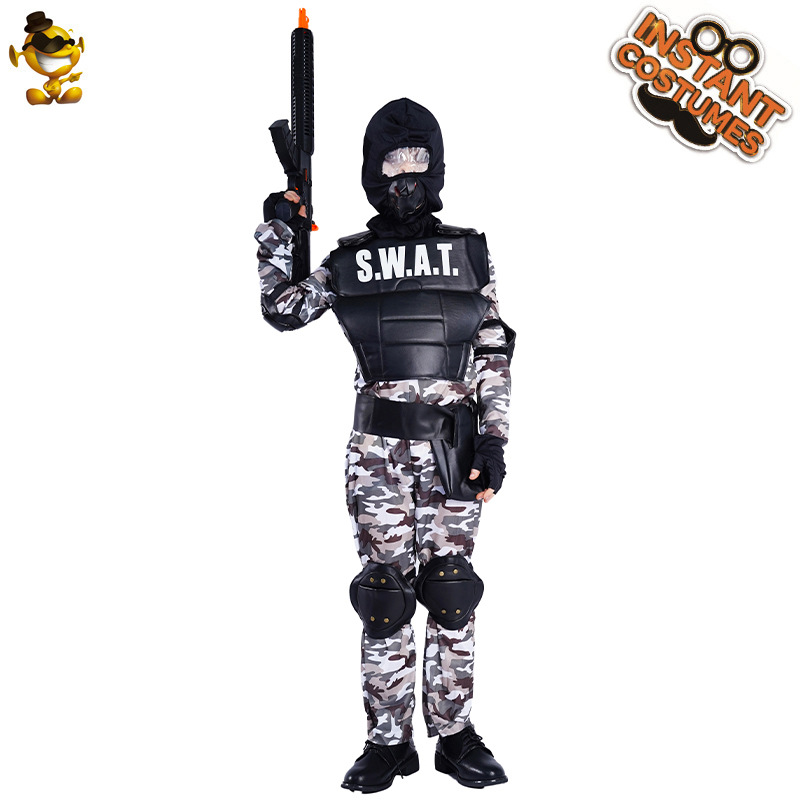 Niños de Halloween niño Fuerzas Especiales del Ejército traje niño SWAT Cosplay