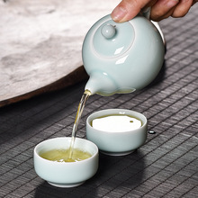青瓷家用工夫茶龙泉窑西施壶弟窑可养过滤泡茶壶陶瓷高端茶具套装