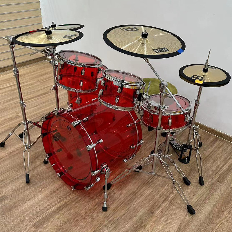 Acrylic Drums Jazz Drums Rhythm Musical Instruments Teaching Performance Percussion Instruments Five Drums 234 cymbals Beginner Practice