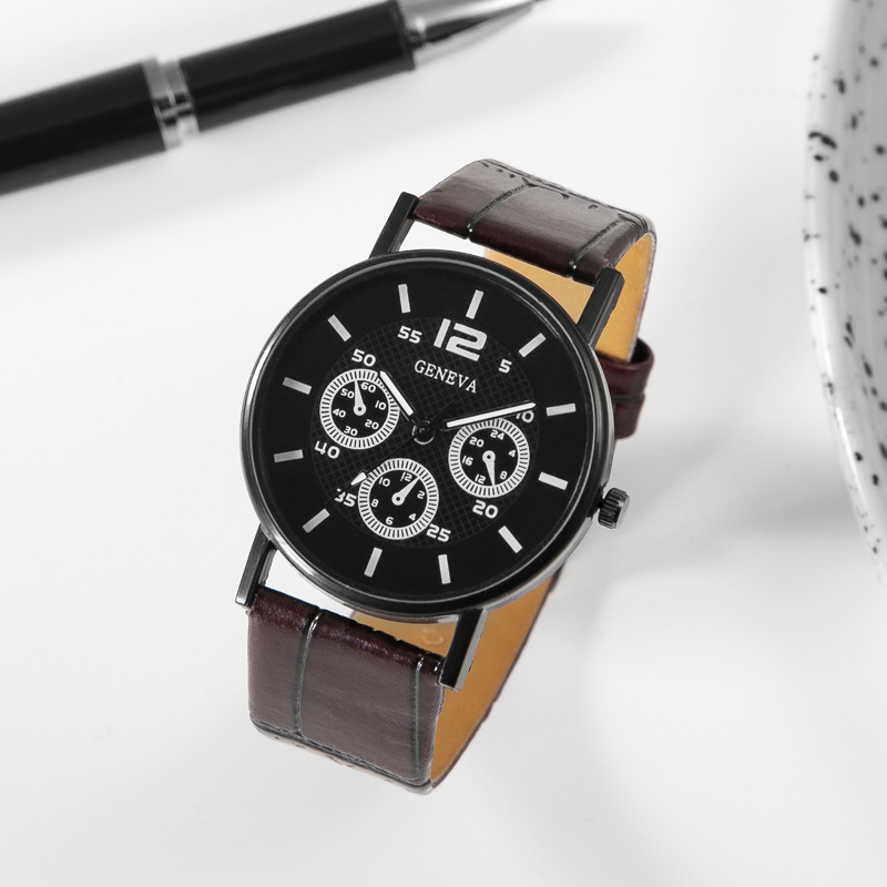 Relógio masculino Eyes Gift com três pulseiras de vidro de quartzo_voghion.com