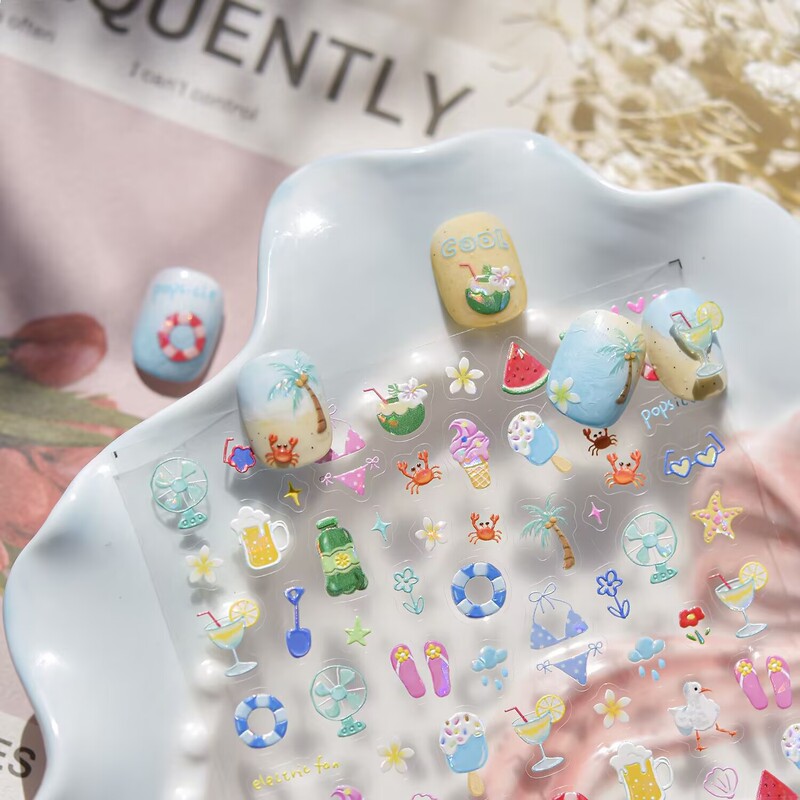 Tomoni Manicure Shell Light Jelly Style Cute Cool Summer Beach Vacation Watermelon Ice Cream Nail Stickers Tomoni Manicure Shell Light Jelly Style Cute Cool Summer Beach Vacation Watermelon Ice Cream Nail Stickers