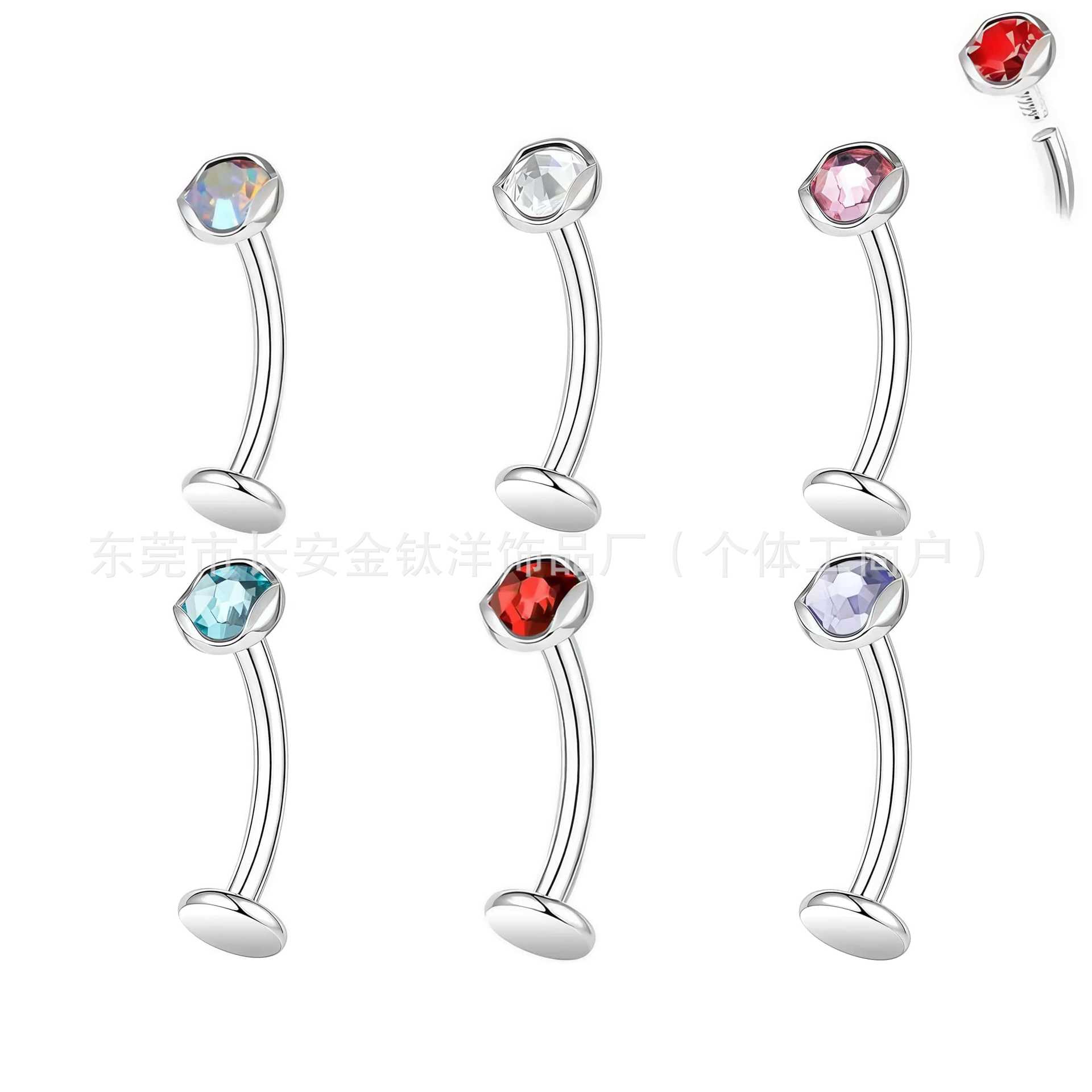 F136 Titanium Wave Bezel Czech Diamond Navel Ring - Dangle Belly Button Ring G23 Titanium Alloy Body Jewelry detail image 5