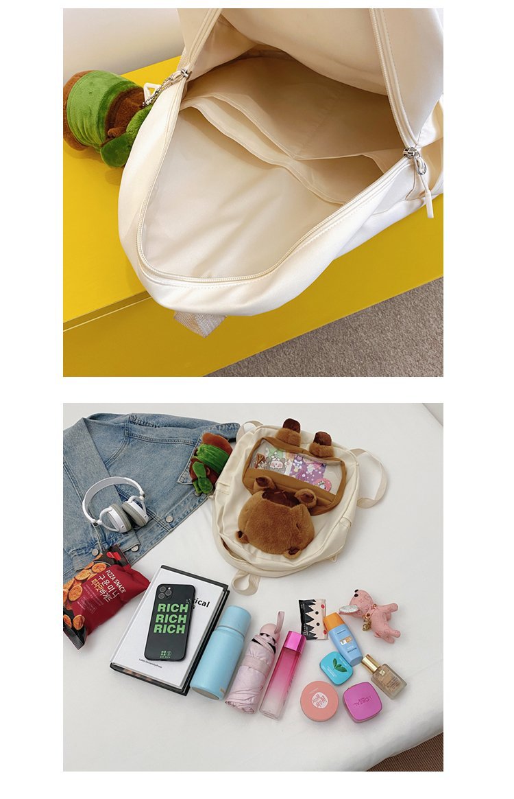 儿童水豚毛绒双肩包少女大容量可爱书包卡皮巴拉百搭休闲旅行背包